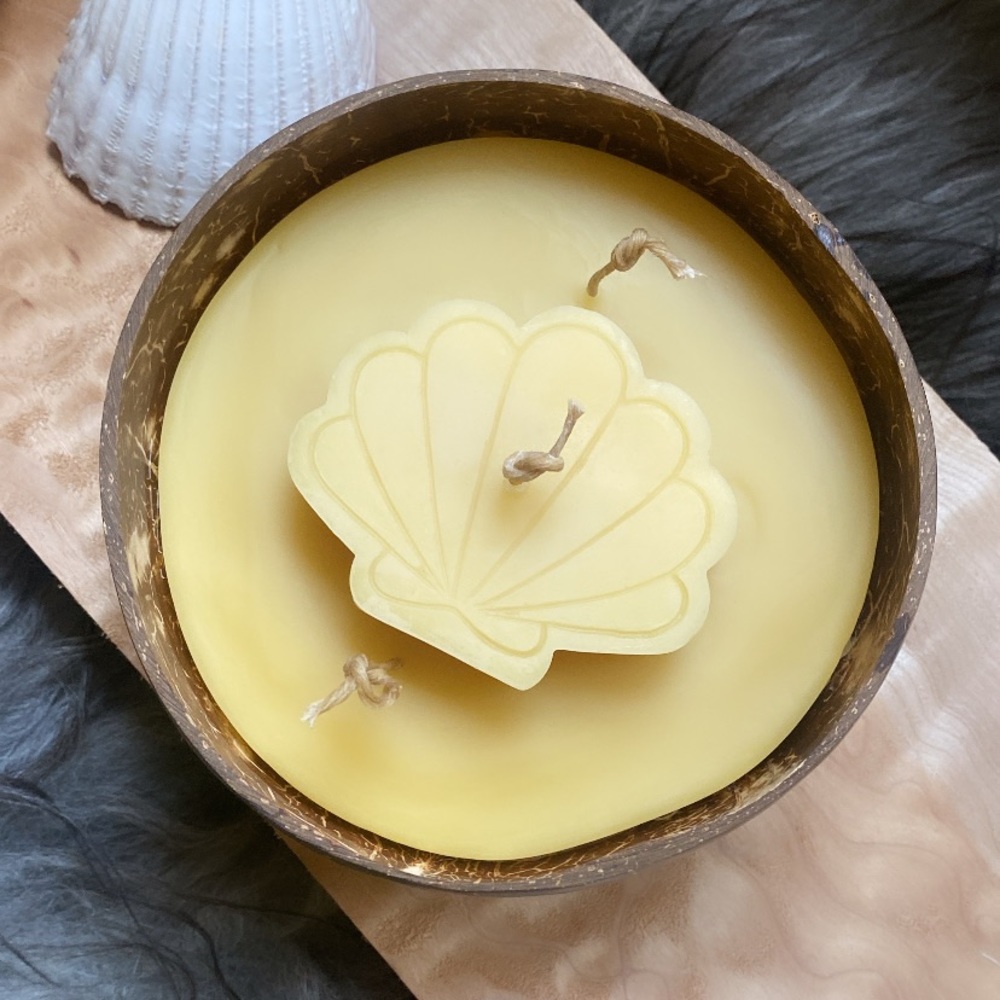 Beautiful non-toxic beeswax candle coconut candle hand poured candle boho beach